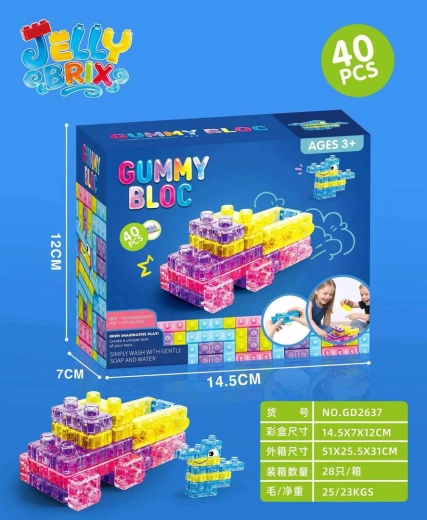 Soft colorful gel building cubes for kids 40 pcs