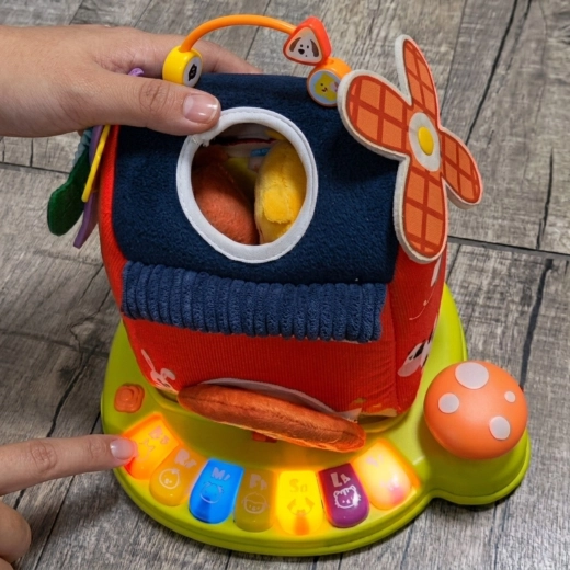 Hands-on activities: windmill, beads, and shape-sorter elements