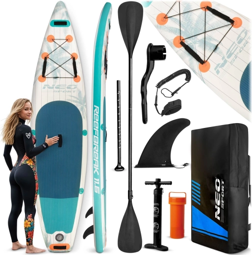 Neo-Sport napuhavajući paddleboard SUP Reefbreak 11’6 (350 × 81 × 15 cm) – set s priborom
