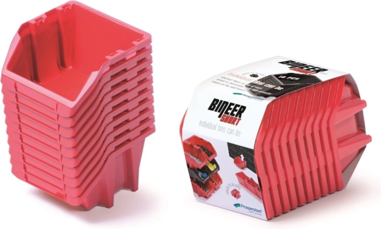 Set spremnika za pohranu 10 kom Bineer Short, 180 × 98 × 118 mm, crvena