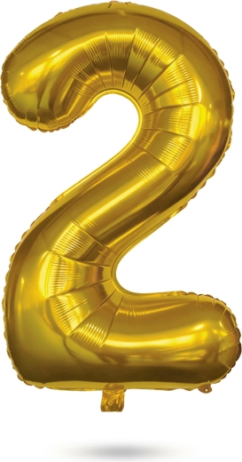 Birthday foil balloon number 2 gold 40 inches
