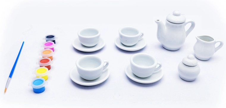 kreativni set za oslikavanje čajnog servisa