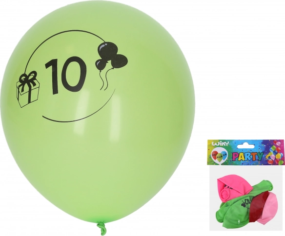 Napuhávajući baloni 30 cm s brojem 10 – set 5 kom