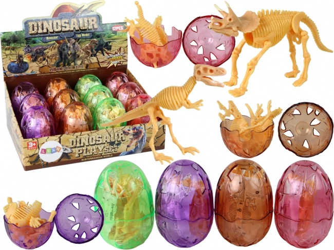 Otvarajuće dinosaurovo jaje sa kosturom – 9 cm, 4 boje