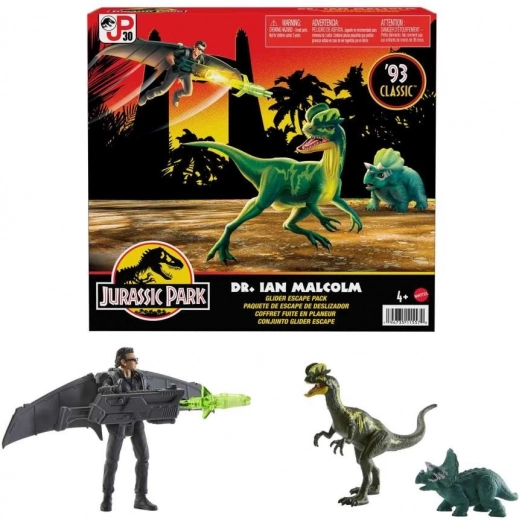 Jurassic World – set figurica Ian Malcolm s dinosaurovim pratiteljima i jedrilicom