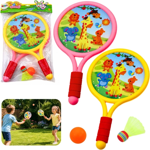 Children's badminton set with animal motifs
