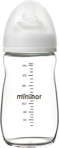 Mininor staklena bočica za dojenčad 240 ml 0+