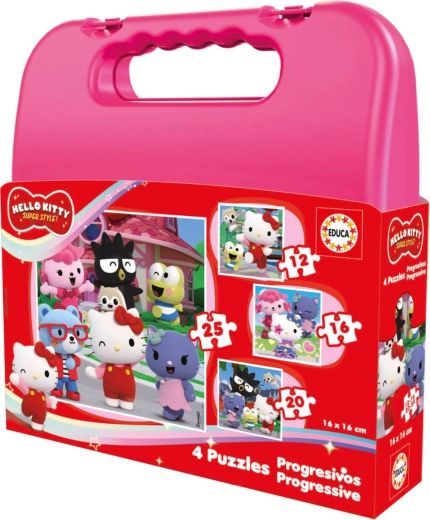 Educa progresivne puzzle u koferu Hello Kitty 4u1 (12–25 dijelova)