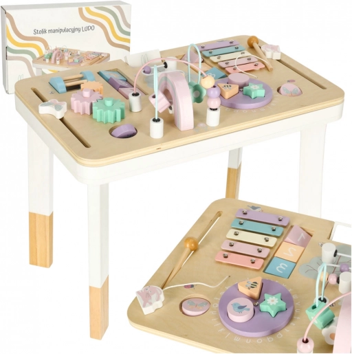 Montessori manipulativni stolić LULILO LUDO, pastelno ružičasti