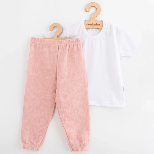 Children's Cotton T-Shirt and Muslin Trousers Set New Baby Kindergarten Pink 110