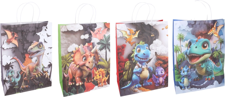 Children's gift bag with dinosaur design 21 × 27 × 11 cm - 1 piece