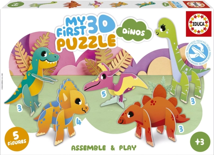 Educa My First 3D Puzzle Dinosaurs 5-in-1 (3, 3, 3, 4, 5 pieces)