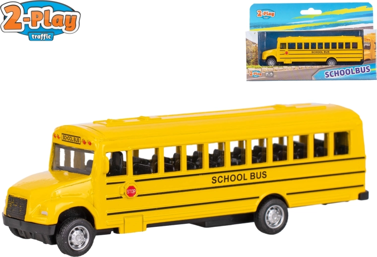 2-Play američki školski autobus s mehanizmom na potez 14 cm