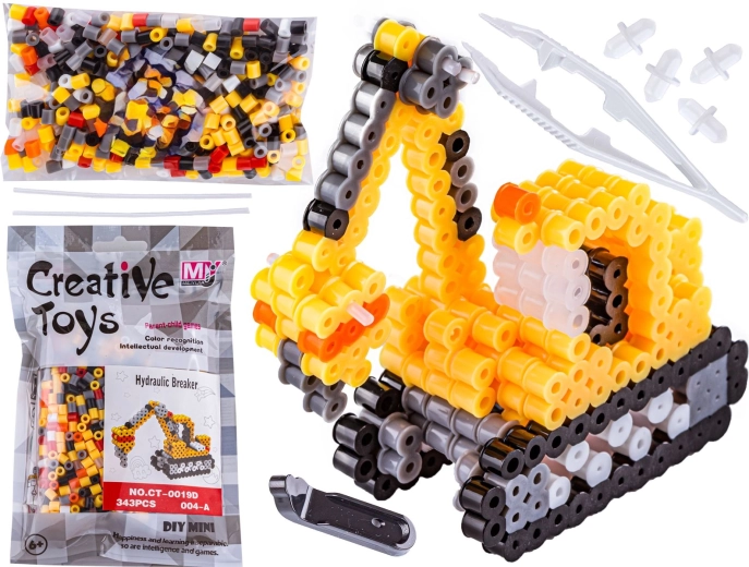 3D iron-on beads – excavator with demolition hammer (bag) - 1 piece