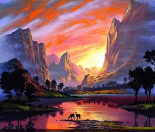 Dijamantno slikanje Planine 30 × 40 cm