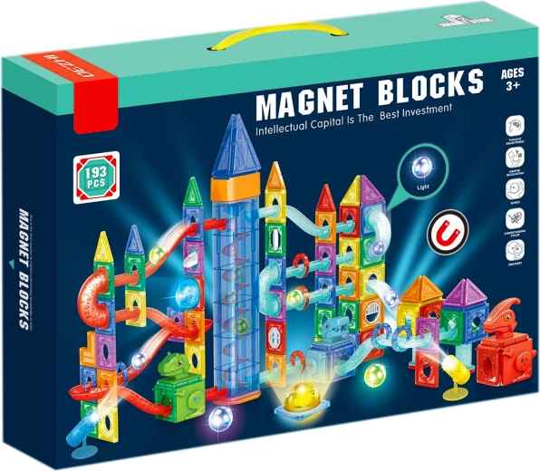Magnetički građevni set dinosauri park s LED svjetlima i kuglicom – 193 kom