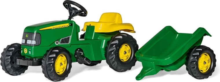 Traktor na pedale Rolly Kid John Deere s prikolicom zeleni