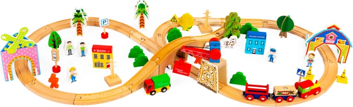 Drvena željeznica 74 dijelova Ecotoys