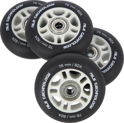 Mat kotači za inline role NILS Extreme 76 mm 82A s ležajevima ABEC 9, crna, set 4 kom