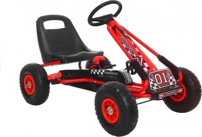 Pedalina karting A-15 s napuhujućim kotačima – Crvena