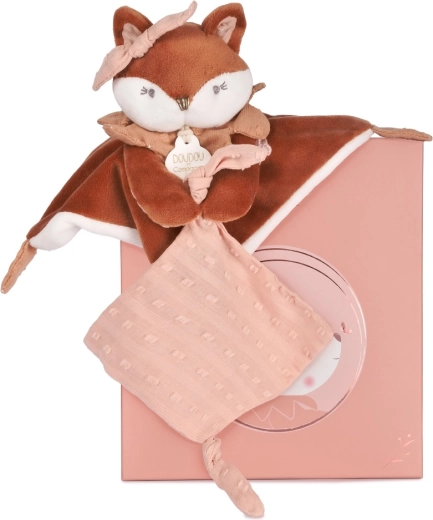 Doudou poklon set plišana lisica Mina s držačem za dudu 20 cm