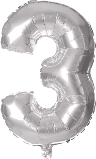 Folični balon broj 3 30 cm srebrni TORO