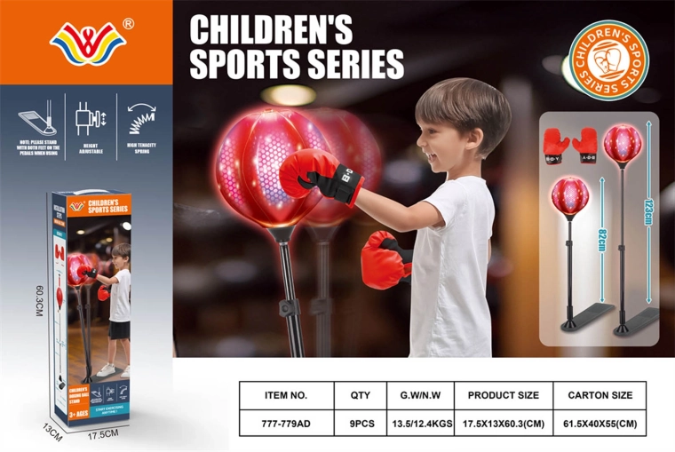 Children's boxing set with adjustable stand and accessories