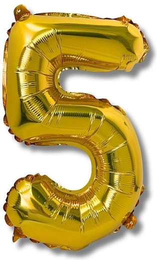 Foli balon broj 5, 40 cm, zlatni