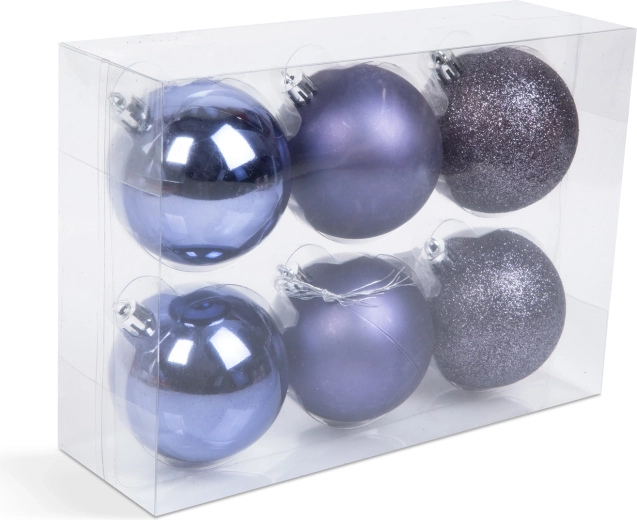 Set of purple Christmas ornaments, 6 pcs