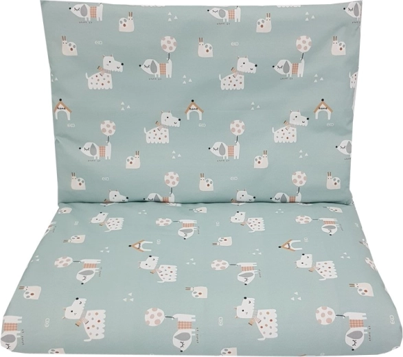 EKO dvodijelna pamučna posteljina za dječji krevetić Dogs Mint 90 × 120 cm