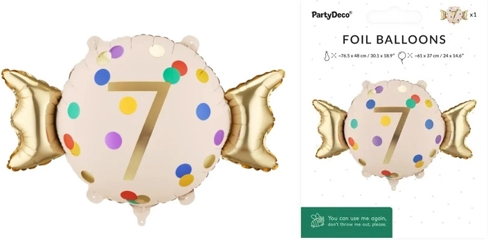 Folijski balon Bombon s brojem 7 (mix boja)