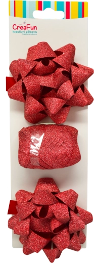 Sjajni crveni poklon-set za zamatanje s vrpcom i zvjezdastim mašnama