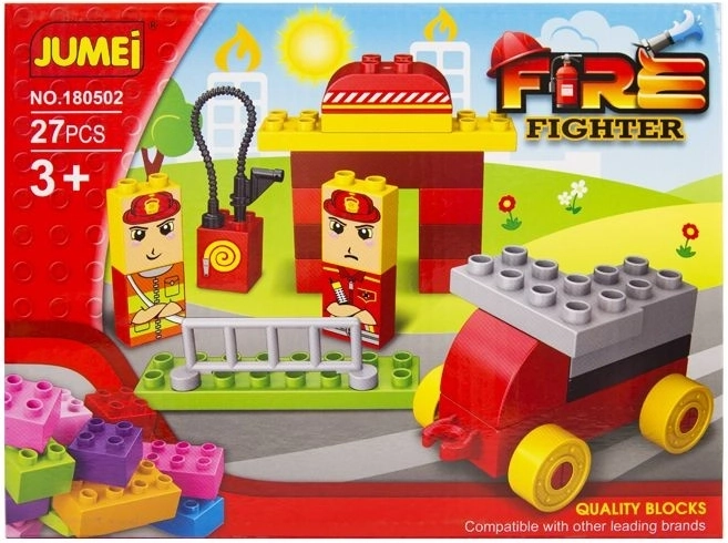 Građevni set Jumei 3+ vatrogasna postaja – 27 dijelova, 26 × 19 cm - 1 komad