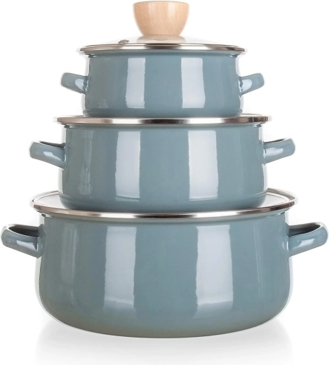 Set emajliranih lonaca Natural Olive, 6-dijelni