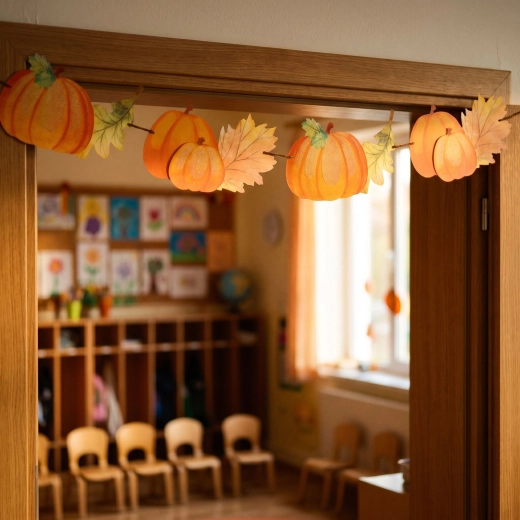 Paper garland with leaves and pumpkins 152 × 11.6 cm
