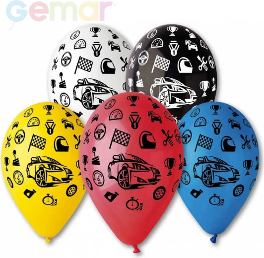 Gemar pastelni lateks balon s otiskom automobila - 1 komad