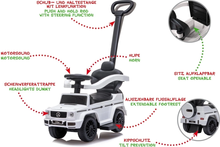 Mercedes-Benz G 350 d 3-in-1 Ride-On Car for Children, White