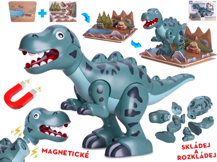 Magnetni dinosaur T‑Rex 28 cm – interaktivne građevne figurice s dodacima