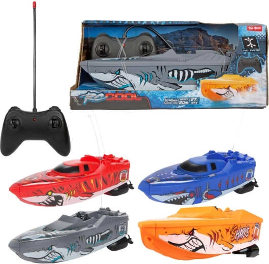 RC remote-controlled motor boat 27 MHz with shark design