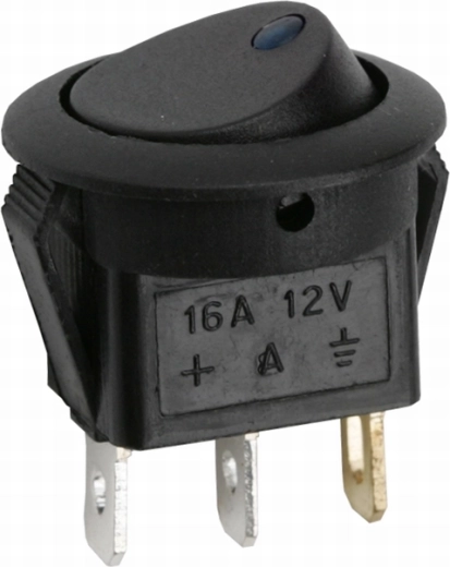 Round Rocker Switch with Blue LED