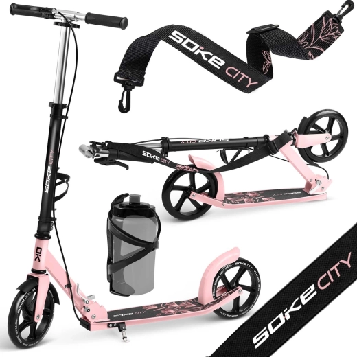 Romobil Soke City crno-ružičasti