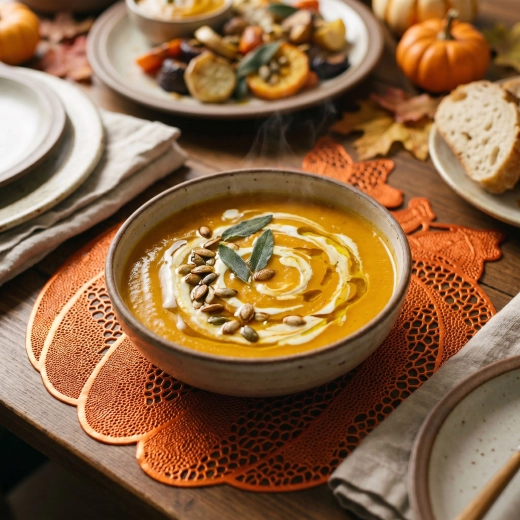 Pumpkin-Shaped Vinyl Placemat 41 cm