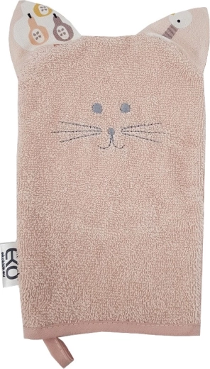 EKO pamučna krpica za pranje s uškicama Cat rose pink 20 × 15 cm