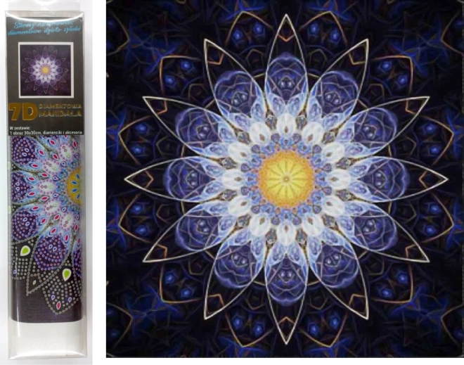 Dijamantno slikanje 7D – plava mandala 30 × 30 cm