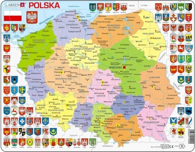 Larsen politička karta Poljske – edukativne puzzle na ploči