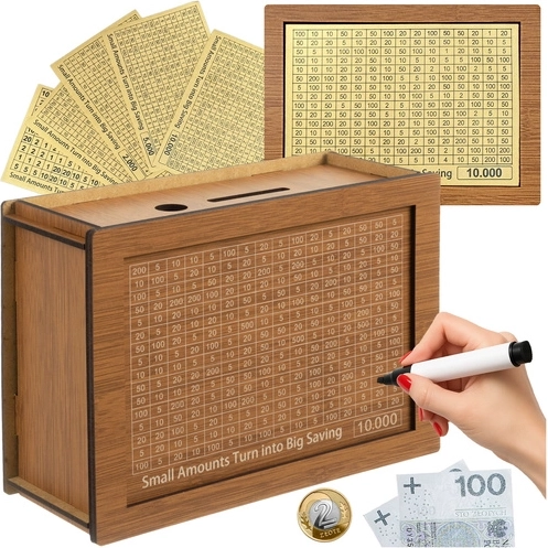 Wooden Savings Money Box with a 10,000 RUHHY Challenge