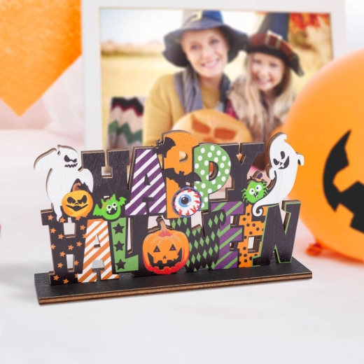 Wooden Halloween Shelf Decoration Happy Halloween