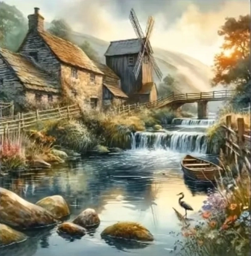 Norimpex diamond painting river mill 30 × 40 cm