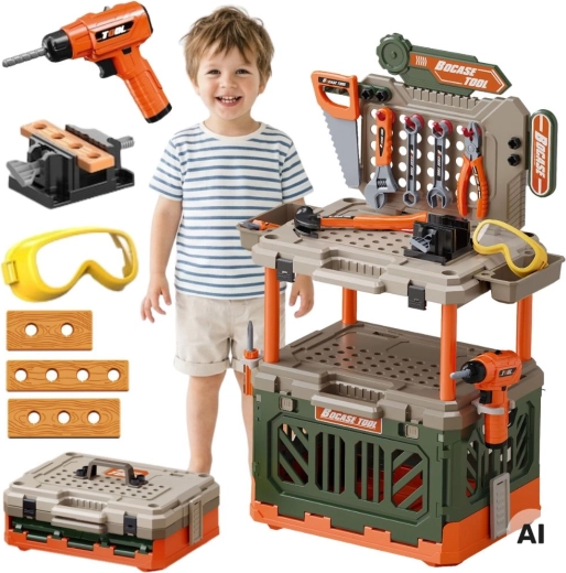 Woopie children's workbench 4-in-1 with electric drill and accessories 90 pcs