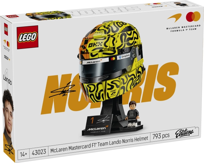 LEGO kaciga Landa Norrisa iz tima McLaren Mastercard F1